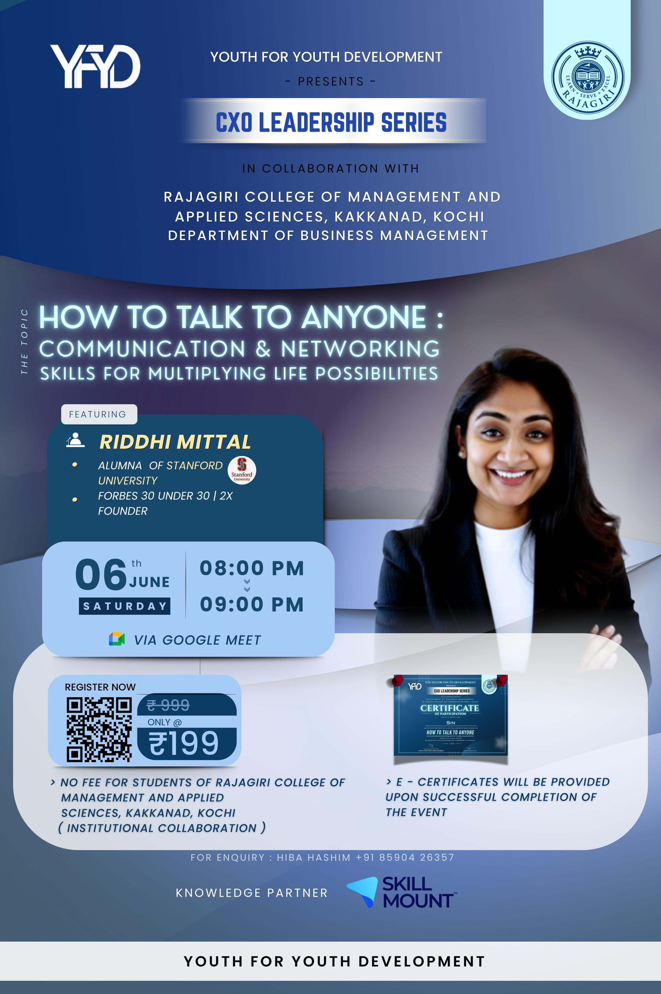 CXO Leadership Session - Ms. Ridhi Mittal poster